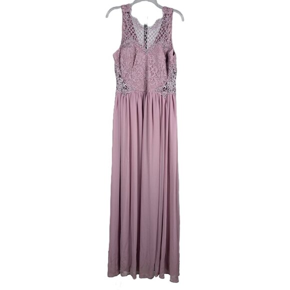 City Studio Juniors Ladies Pink Illusion Tulip Long Evening Gown Dress Sz 15/XL - Picture 2 of 12